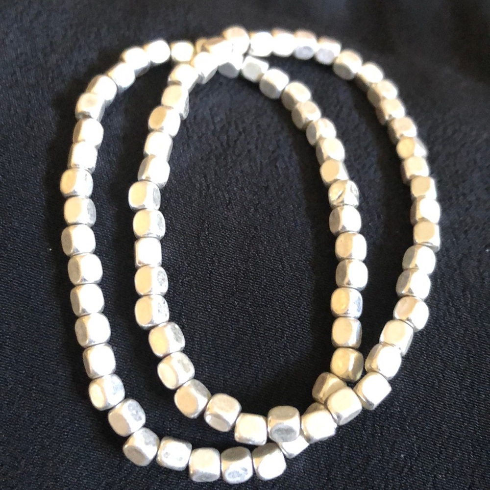 NWOT MATTE SILVER BEAD BRACELETS